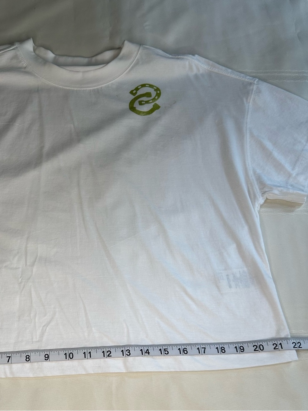 Maeve White Boxy Crop Tee with Lime Green Emblem 100% Cotton - Picture 10 of 15